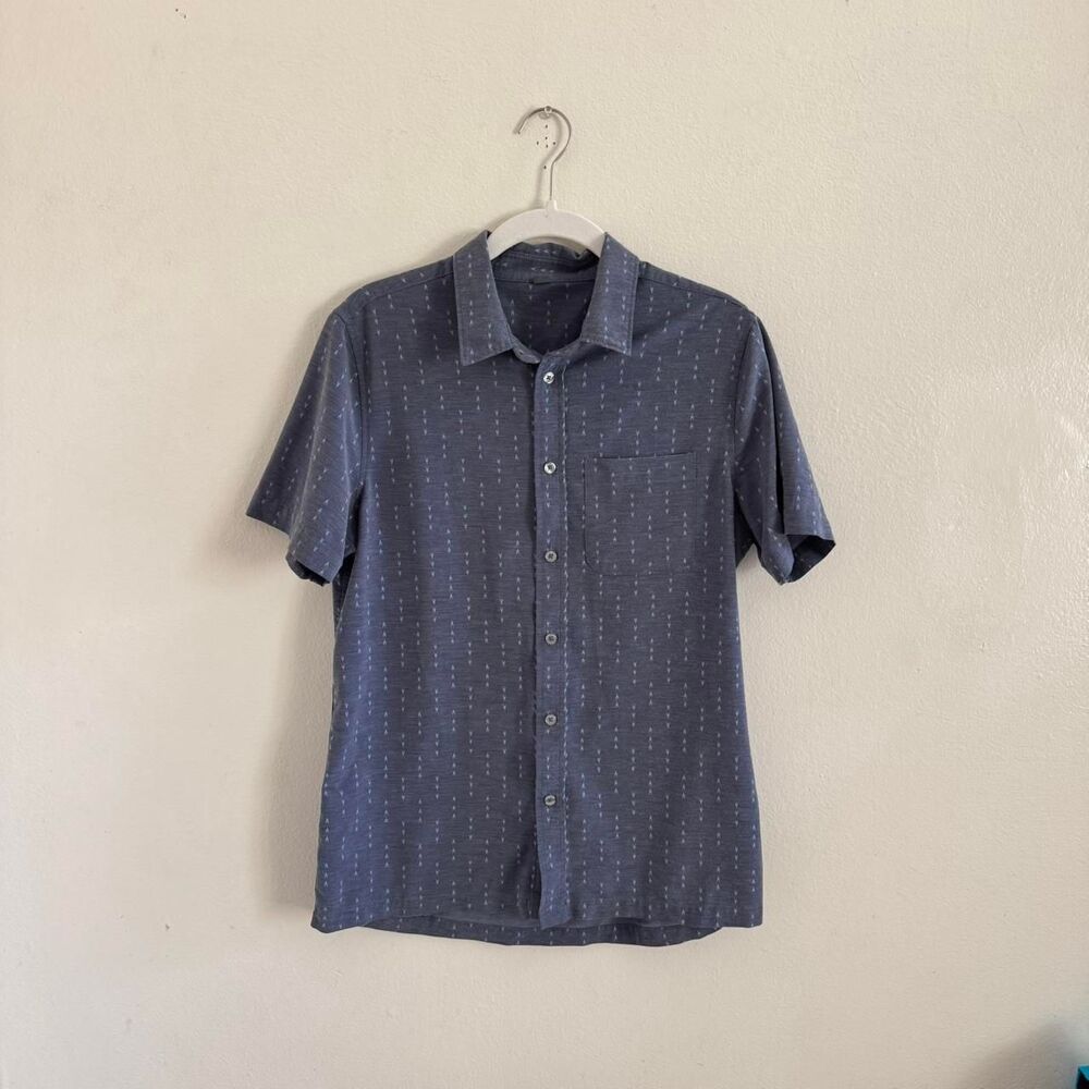 Vuori Woven Bridge Short Sleeve Button Down Blue S